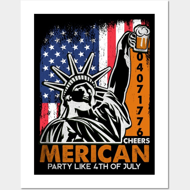 Cheers Merican | 4th Of July-Patriotic Wall Art by POD Anytime